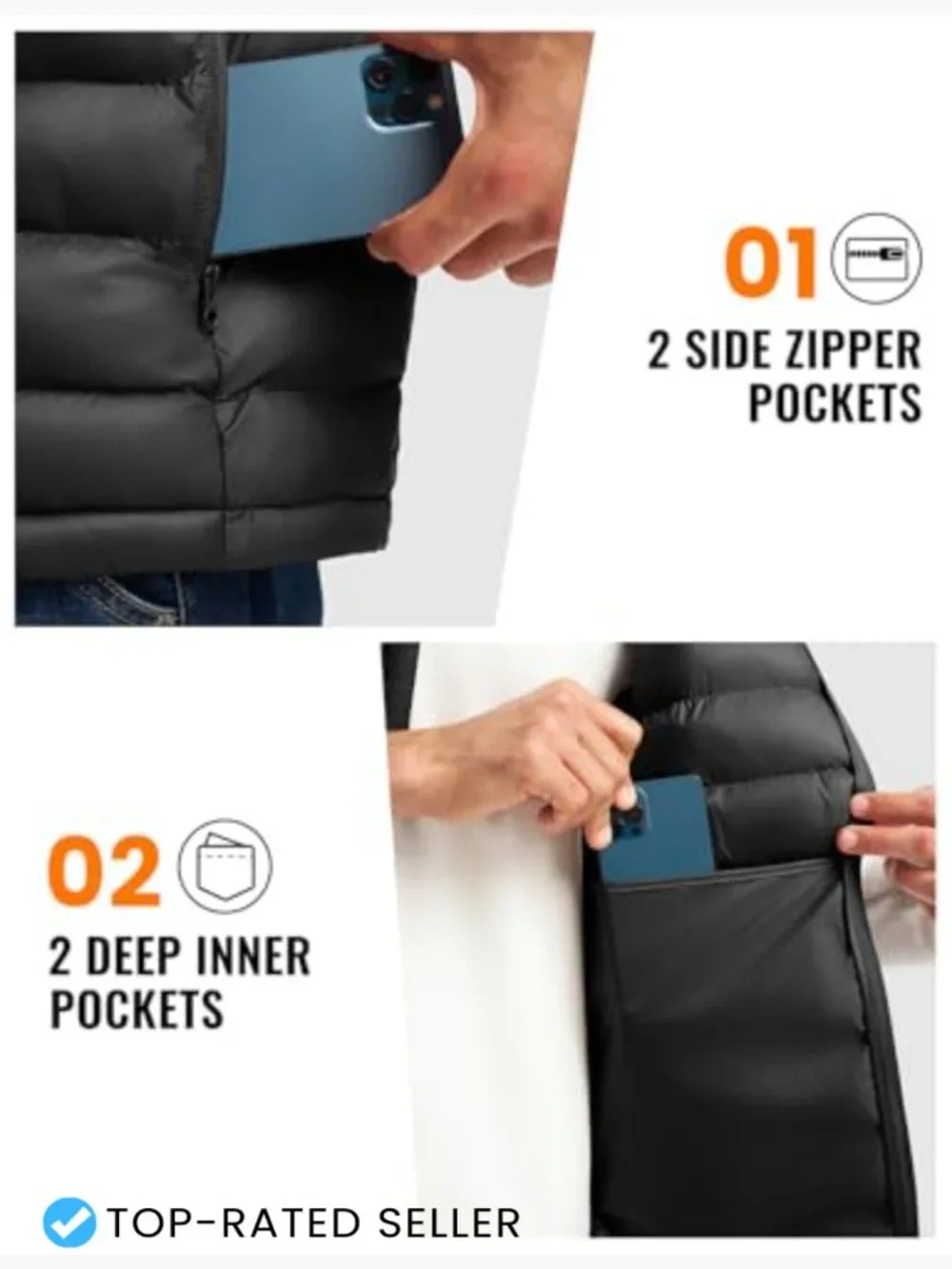 Men's Packable Puffer Vest Lightweight Insulated Quilted Zip Up Sleeveless